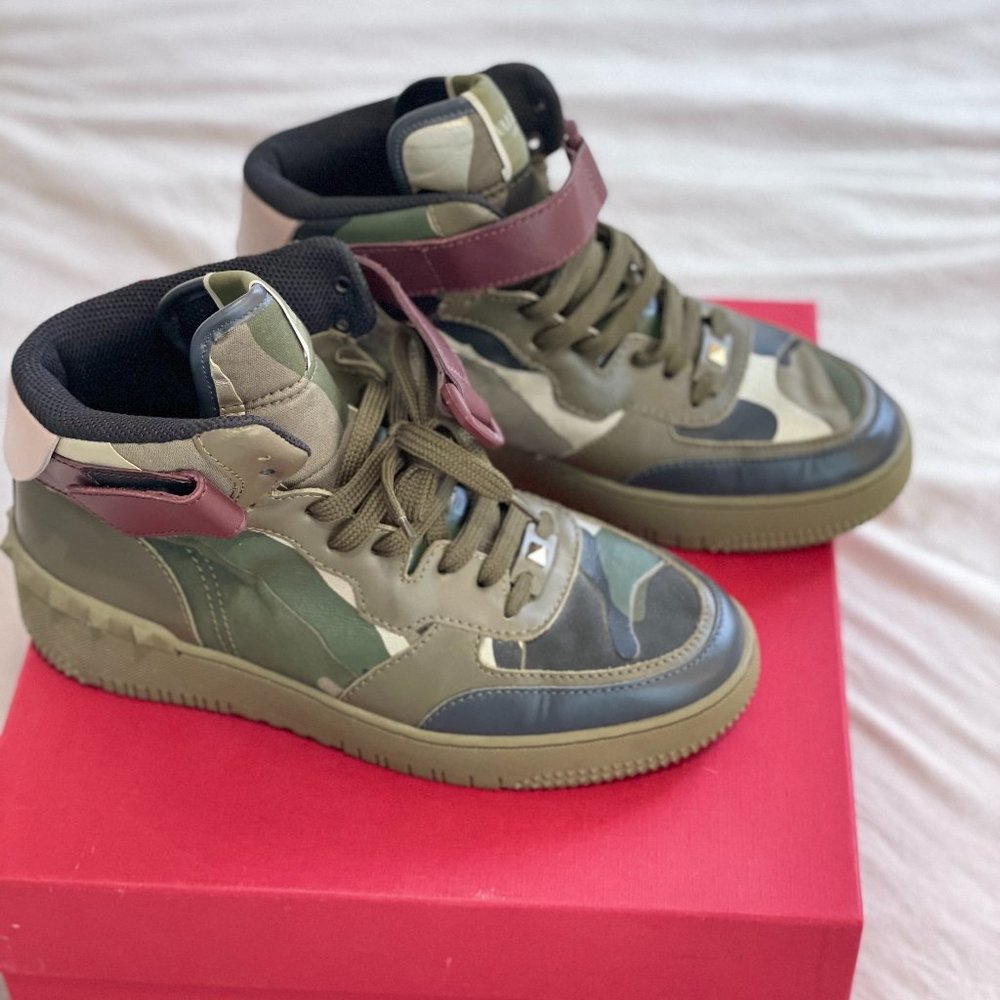 Valentino Rockstud Camo High Top Sneakers